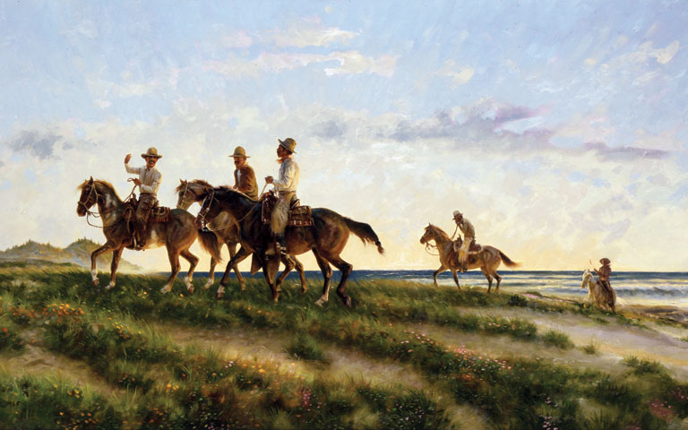 Vaqueros of the Pacific Slope, 26 x 48, oil